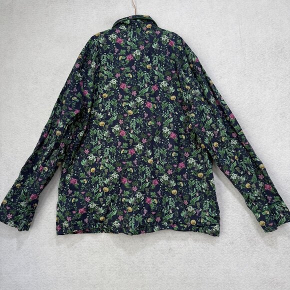 J Crew Shirt Womens Small Blue Floral Button Up Long Sleeve Pajama Top Garden - Picture 7 of 8